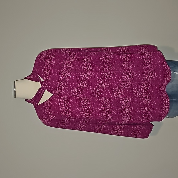 EVRI Plus Size 1X Purple/Pink Confetti Sash Neck Tie Blouse NWOT - Picture 5 of 16